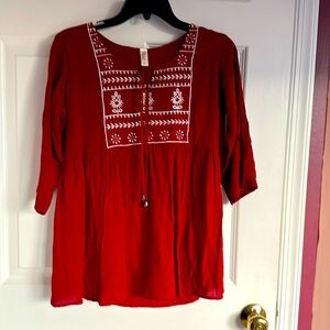 Embroidered Women’s Tops Red